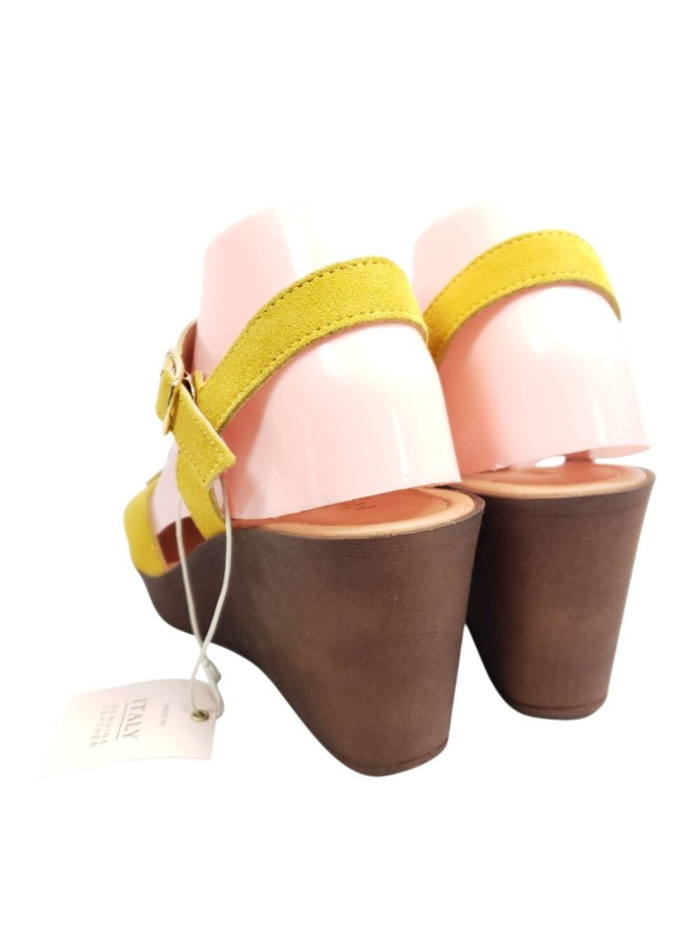 Mariella Wedge Heel Sandals Women's 7 Gold Faux Suede Leather - Picture 4 of 8